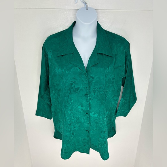 Victorias Secret‎ Gold Label VTG NWT Night Sleep Shirt Size Small Green Floral - Picture 2 of 13